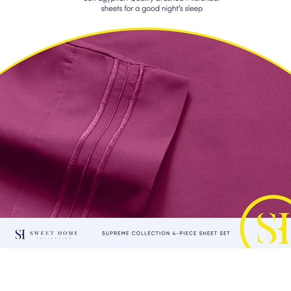 Twin XL Sheets - Breathable Luxury Sheets with Full Elastic & Secure- 1800 Berry - Picture 5 of 7